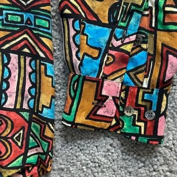 Vintage Timney Fowler for Go Silk Button-Up Colorful Shirt Mens S- Excel. Cond. - Picture 6 of 11